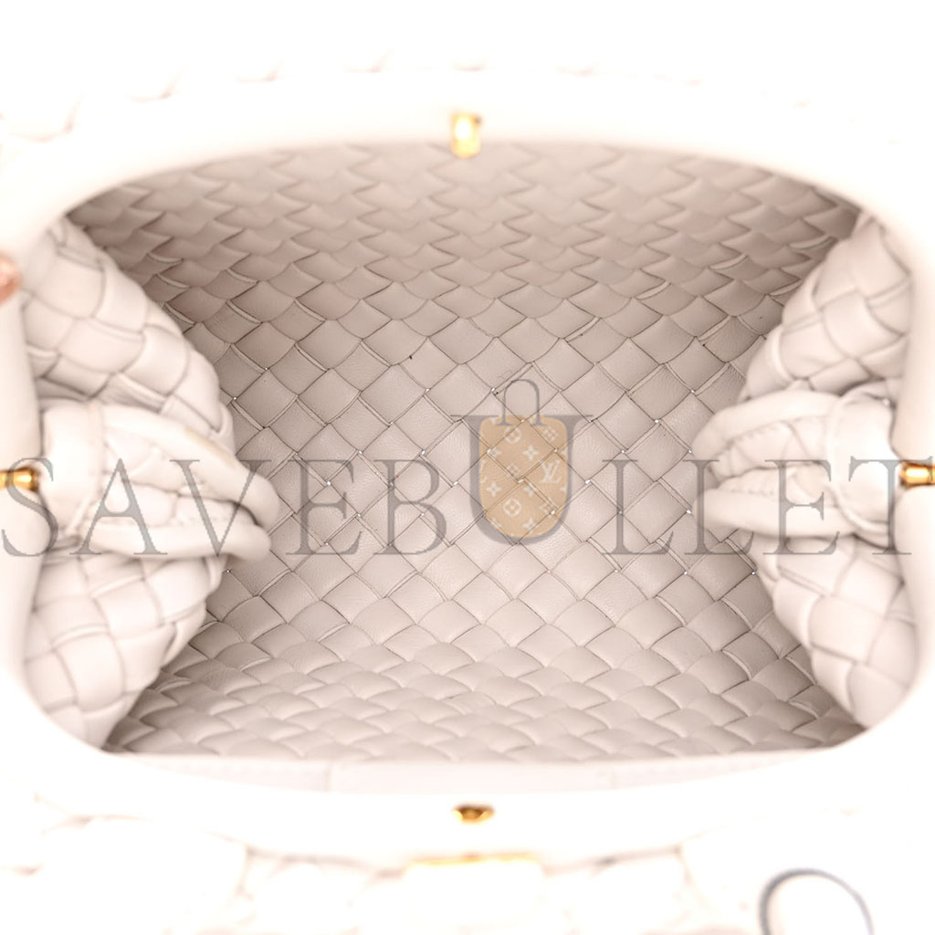 BOTTEGA VENETA NAPPA INTRECCIATO MINI TOP HANDLE SHOULDER BAG CHALK (22*17*9cm) BOTTEGA VENETA NAPPA INTRECCIATO MINI TOP HANDLE SHOULDER BAG CHALK (22*17*9cm)